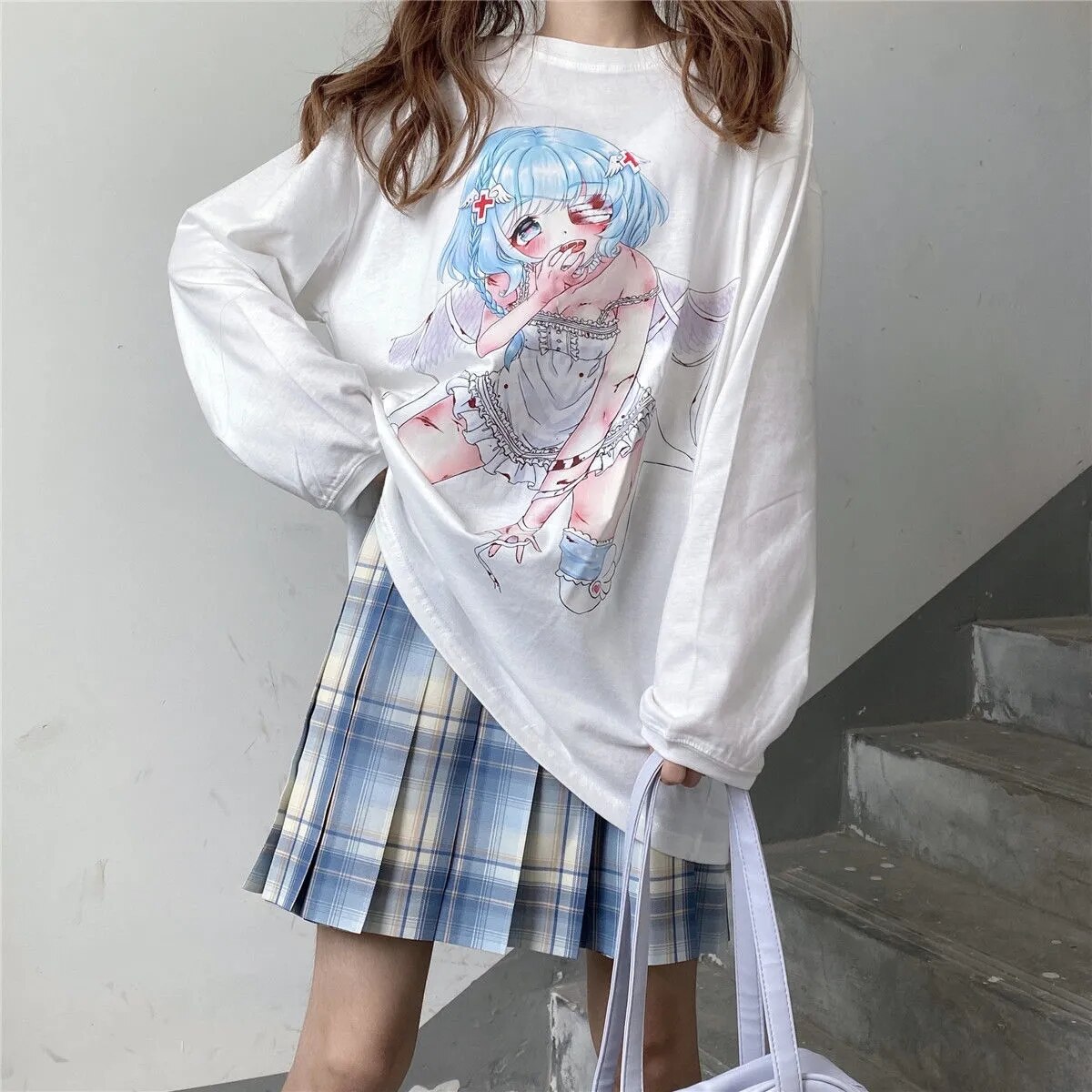 Oversized Female Anime Hoodie Women Tops Long Sleeve Punk Japanese Style Kawaii Sweatshirt Women Pullovers Harajuku Streetwear