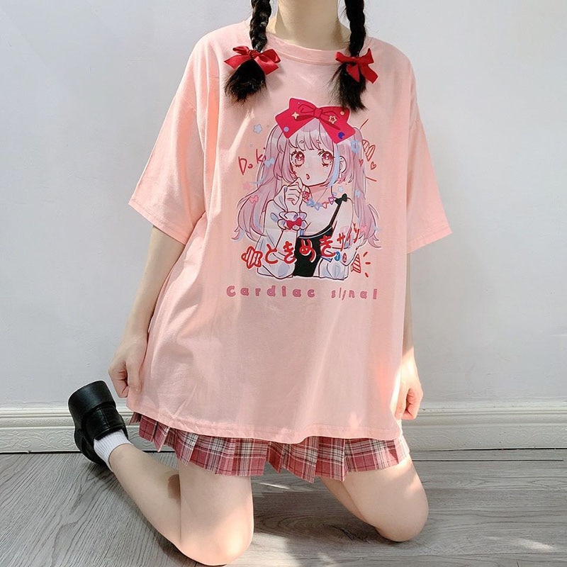 Japanese Streetwear Graphic Tee Anime T Shirts Kawaii Clothes Loose T Shirt Women Harajuku Gothic Punk Clothes
