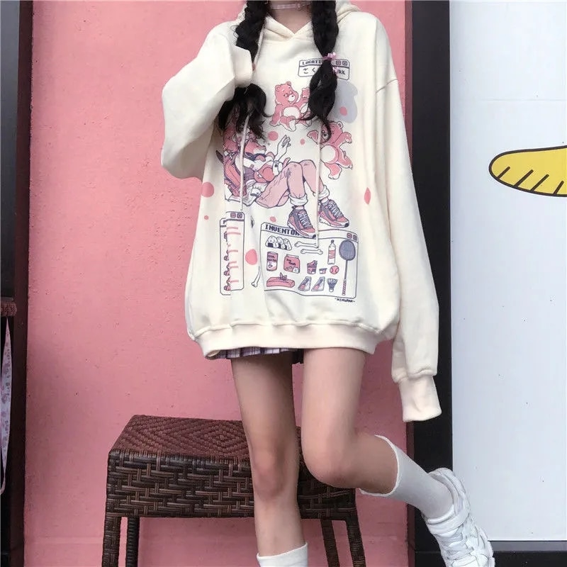 Oversized Hoodie Women Gothic Harajuku Kawaii Anime Printed Hoodies Jacket Women Spring Autumn sweetshirts E Girl Clothes