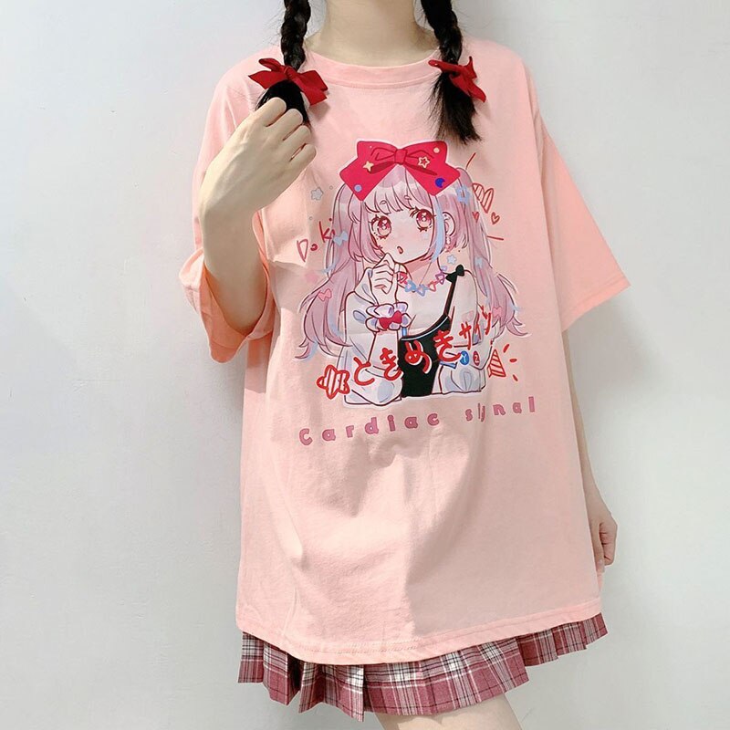 Japanese Streetwear Graphic Tee Anime T Shirts Kawaii Clothes Loose T Shirt Women Harajuku Gothic Punk Clothes