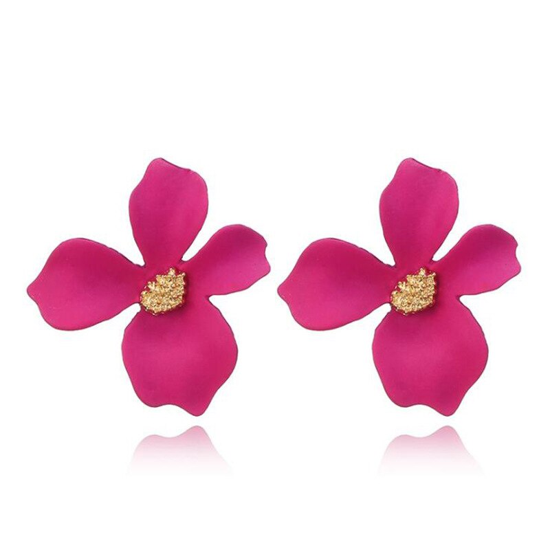 Sweet Flower Earrings For Women Fresh Four-petal Stereo Flower Stud Earrings Fashion Temperament 5 Colors Flower Earring