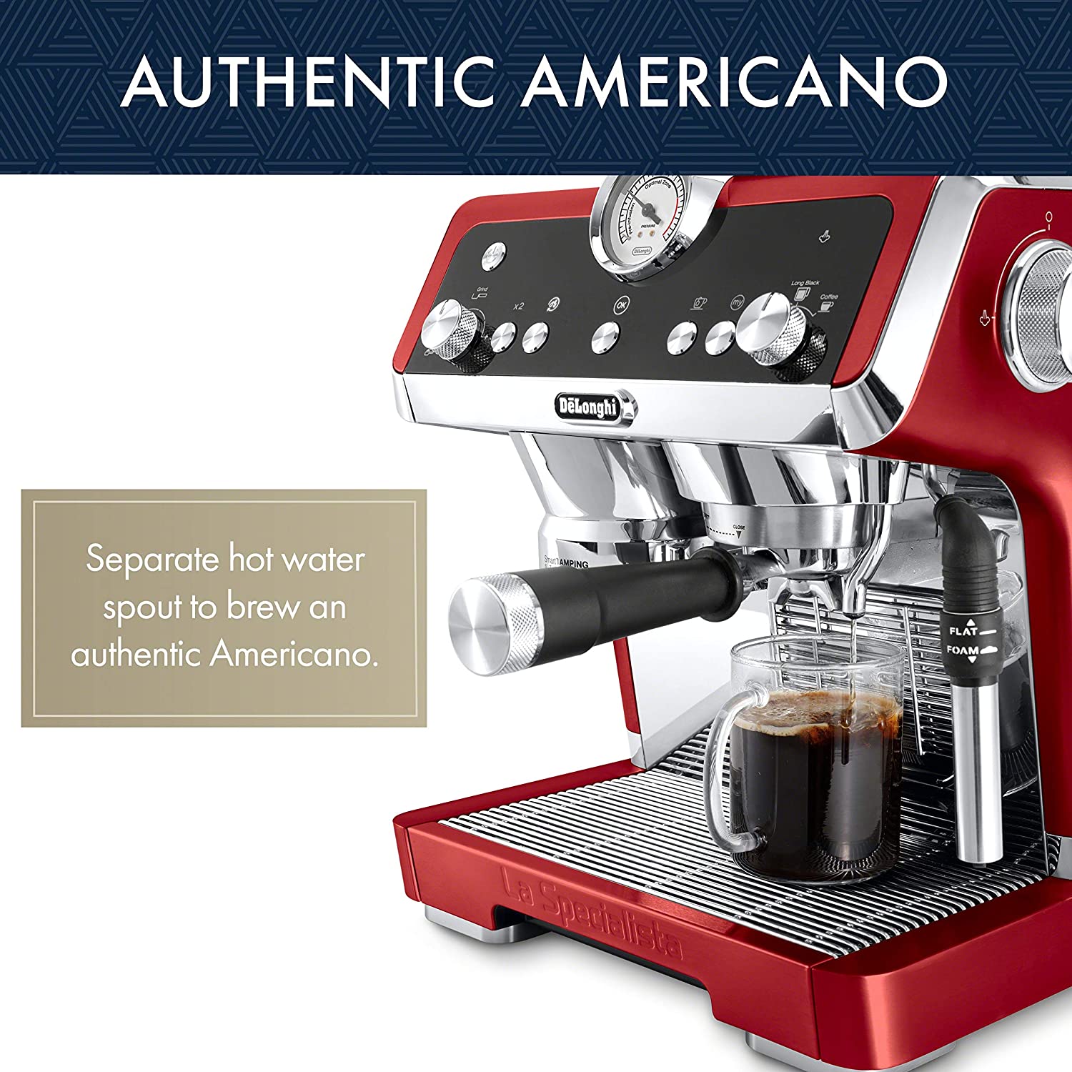 De'Longhi EC9335R La Specialista Espresso Machine with Sensor Grinder, Dual Heating System, Advanced Latte System & Hot Water Spout for Americano Coffee or Tea, Stainless Steel, Red