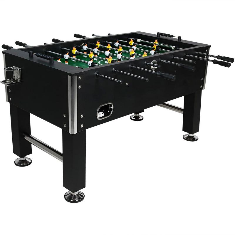 Sunnydaze Indoor Modern Style Foosball Soccer Game Table with Drink Holders and Manual Scorers - 55  - Black