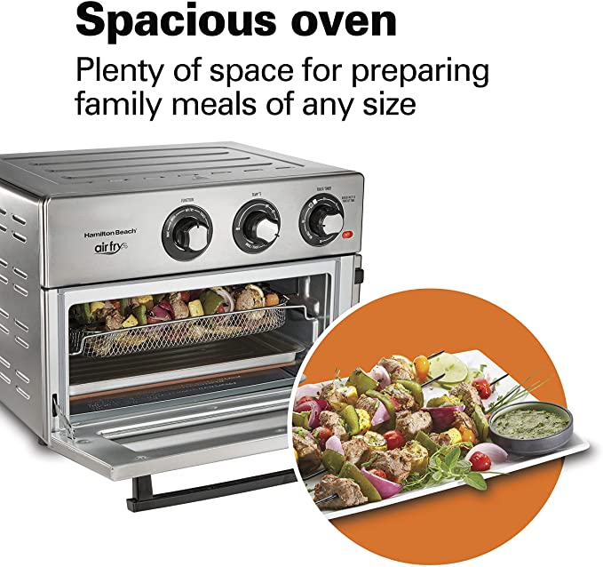 Hamilton Beach Air Fryer Convection Countertop Toaster Oven with Frying Basket, Bake Pan and Broil Rack