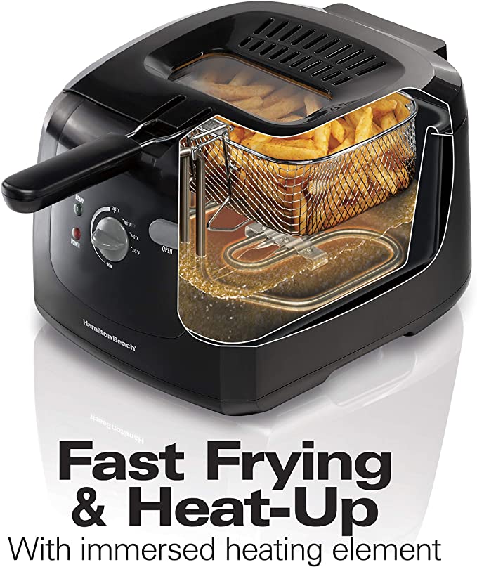 Hamilton Beach Electric Deep Fryer, Cool Touch Sides Easy to Clean Nonstick Basket