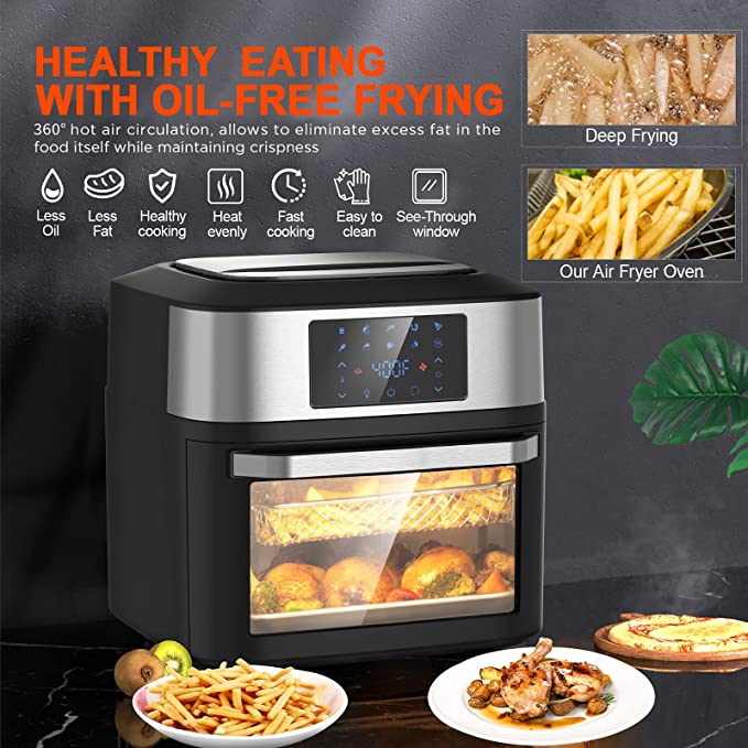 10-in-1 Air Fryer Oven, 20 Quart Airfryer Toaster Oven Combo, 1800W Large Digital LED Screen Air Fryers
