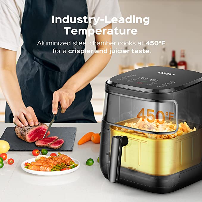Dreo Air Fryer Pro Max, 11-in-1 Digital Air Fryer Oven Cooker with 100 Recipes, Visible Window, Supports