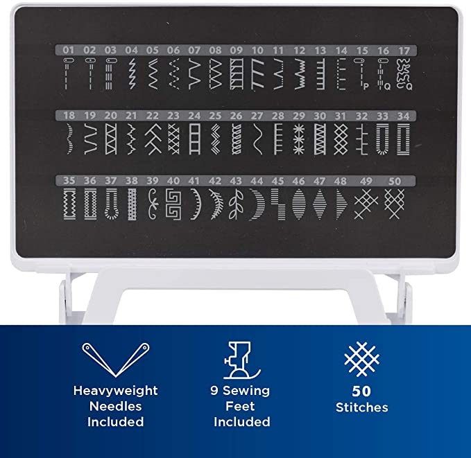 ST150HDH Sewing Machine, Strong & Tough, 50 Built-in Stitches, LCD Display, 9 Included Feet