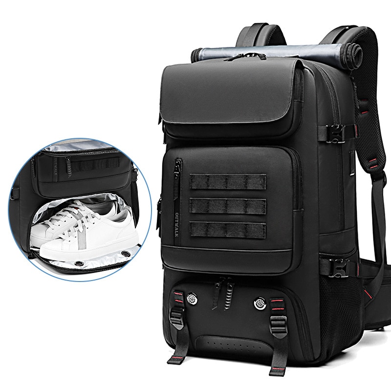 Men travel backpack 60L outdoors backpack Mountaineering bag waterproof Laptop Backpack Business Backpack with Separate Shoe Bag
