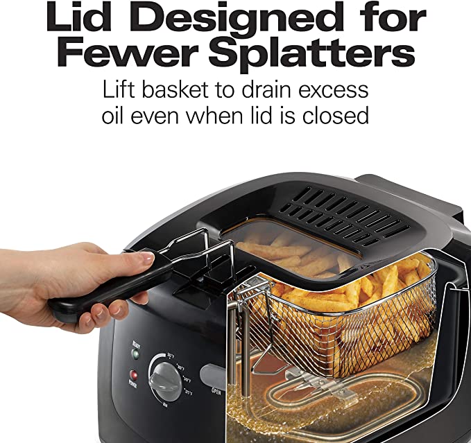 Hamilton Beach Electric Deep Fryer, Cool Touch Sides Easy to Clean Nonstick Basket