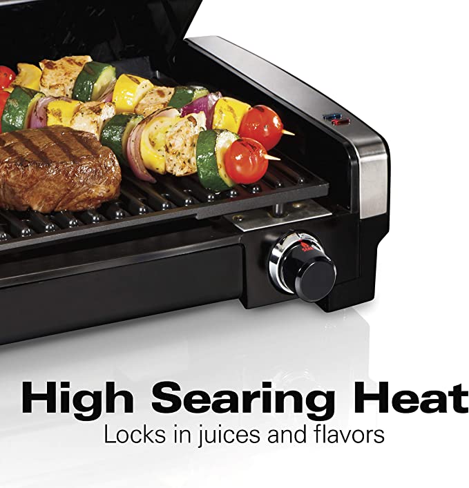 Hamilton Beach Electric Indoor Searing Grill Removable Easy-To-Clean Nonstick Plate