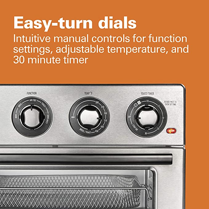 Hamilton Beach Air Fryer Convection Countertop Toaster Oven with Frying Basket, Bake Pan and Broil Rack