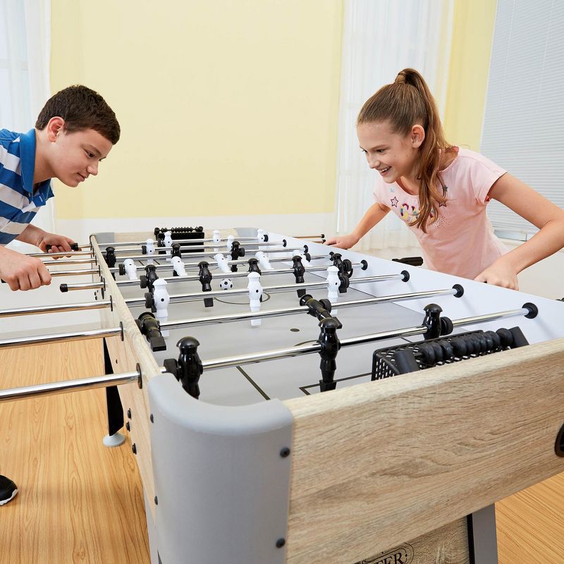 Lancaster Gaming Vogue 54 Inch Arcade Style Foosball Soccer Table with Beaded Scoreboards and Black and White Players