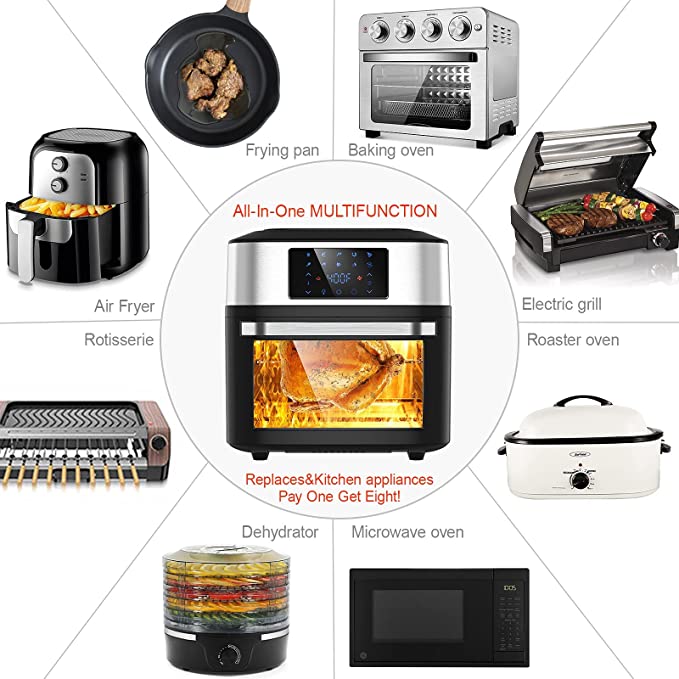 10-in-1 Air Fryer Oven, 20 Quart Airfryer Toaster Oven Combo, 1800W Large Digital LED Screen Air Fryers