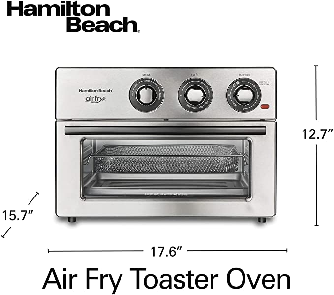 Hamilton Beach Air Fryer Convection Countertop Toaster Oven with Frying Basket, Bake Pan and Broil Rack