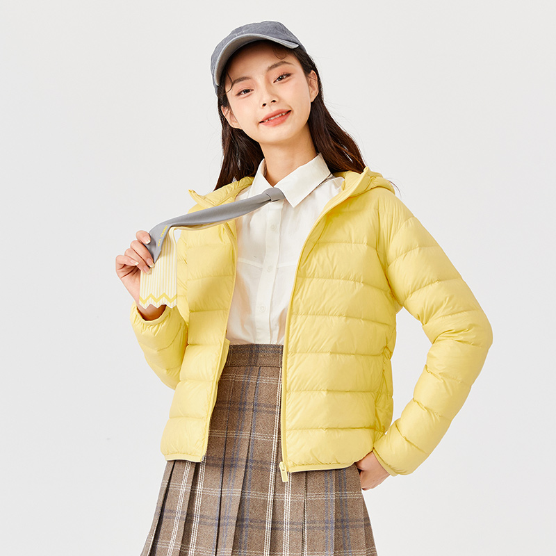 one dan SEMIR Down Jacket Women Light And Thin Hooded Windproof 2021 Winter New Black Technology Three-Proof Solid Jacket Fashion