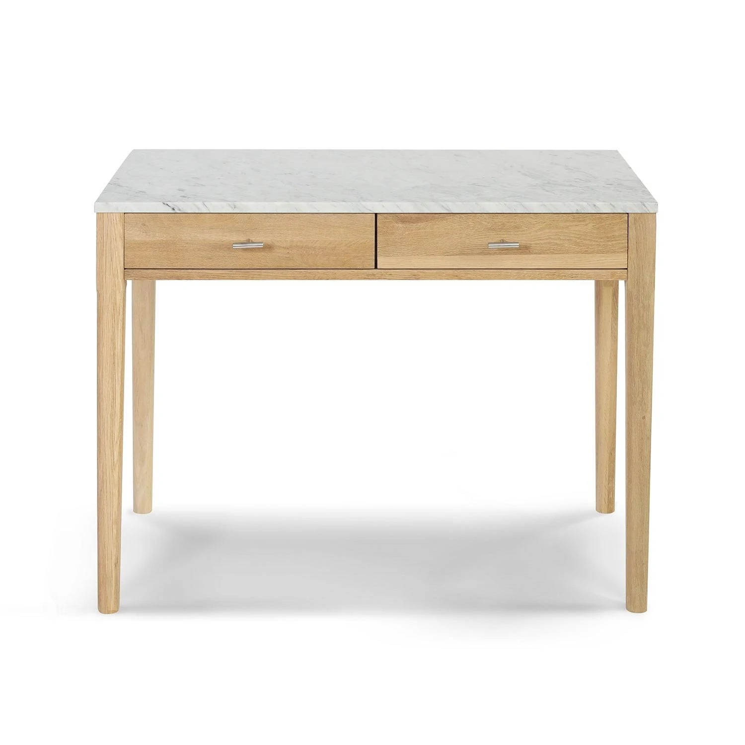 Meno 36x22 Rectangular Italian Carrara White Marble Console Table with Legs - Black