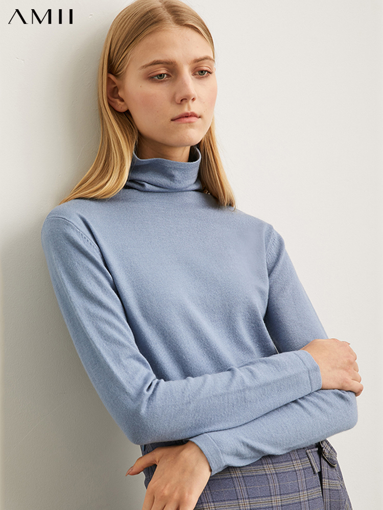 商品价格不一样 商品 AMII Minimalism Autumn Winter Women's Sweater Causal Solid Basic Turtleneck Sweaters For Women Women's sweater Tops 12020216