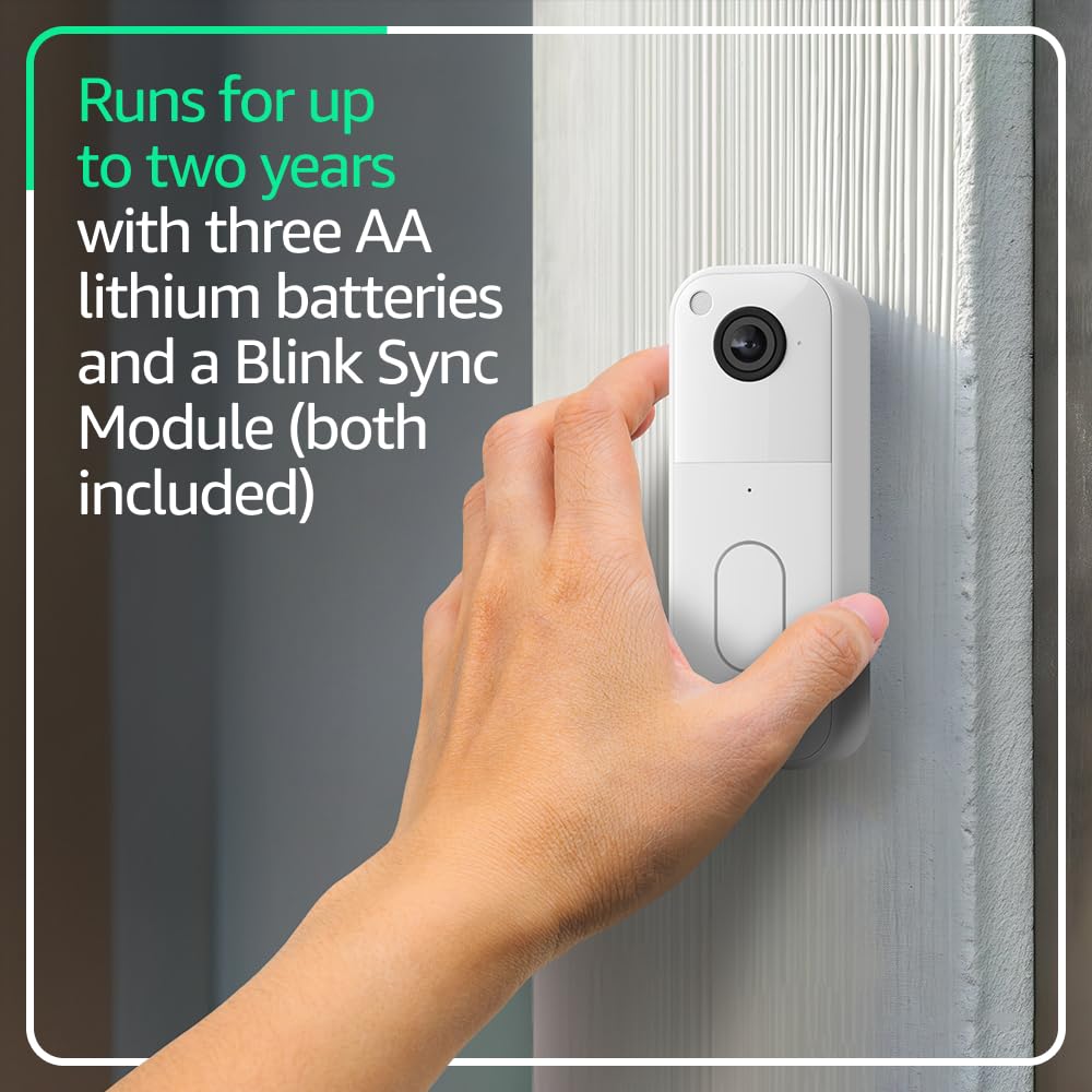 Blink Video Doorbell (newest model) – Head-to-toe HD view, two-year battery life, and edge AI processing. Required Sync Module not included – Add-On (Black)