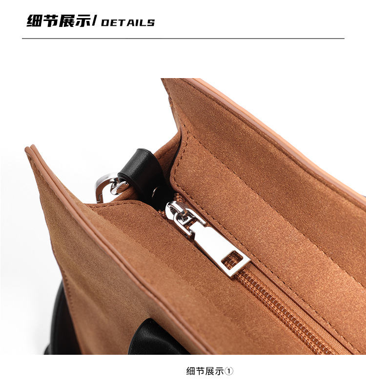 原创小众包包复古男包磨砂仿麂皮焦糖棕手提包高级感斜挎大包包 - leoleo123123