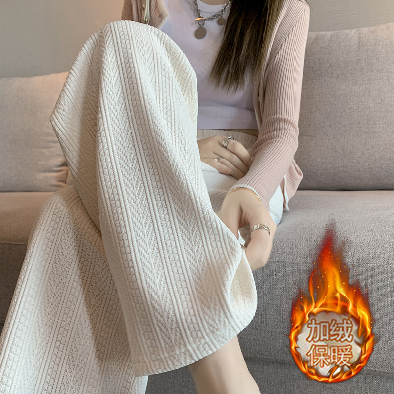实价，实拍8808#麦穗条复合正超，雪尼尔阔腿裤女秋冬季休闲加绒裤11 - leoleo123123