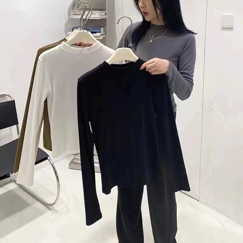 销量wang卖3万多件ding制款供直播简约百搭基础款长袖T恤体恤女11 - leoleo123123