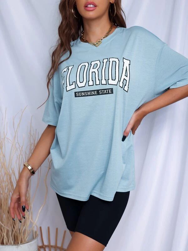 Letter Graphic Drop Shoulder Oversized Tee - leoleo123123