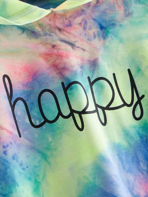 Tie Dye & Letter Print Hoodie - leoleo123123
