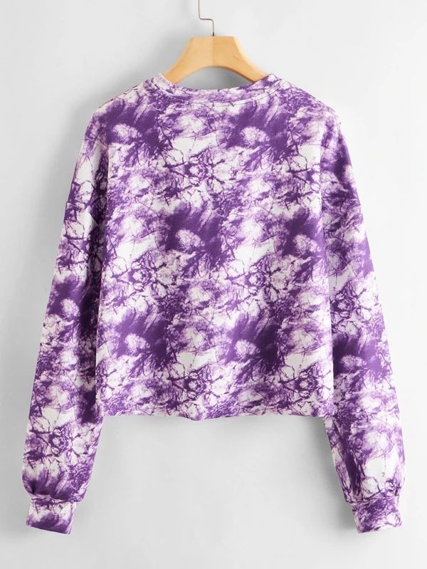 Drop Shoulder Tie Dye Pullover - leoleo123123
