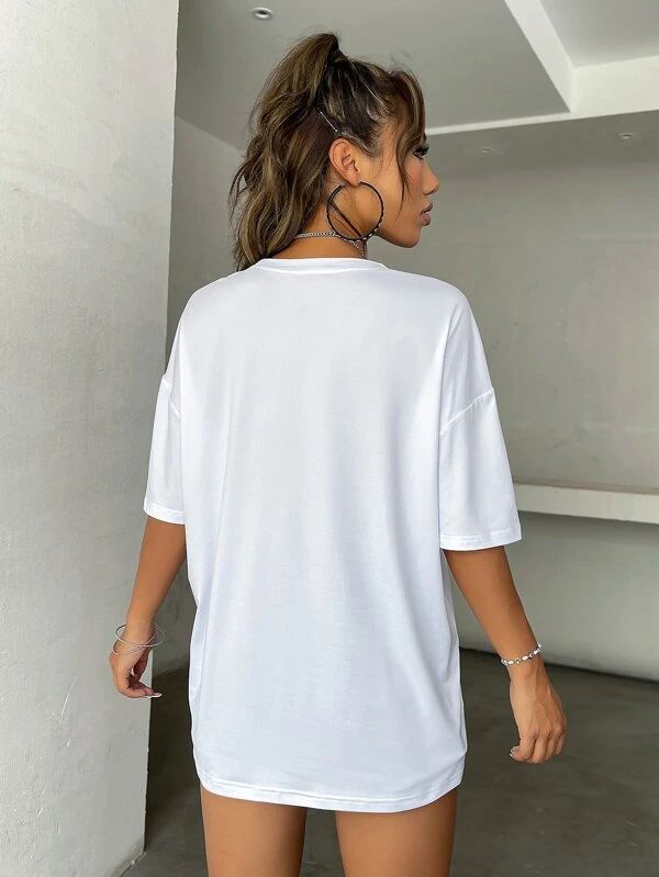 Car & Letter Graphic Drop Shoulder Tee - leoleo123123