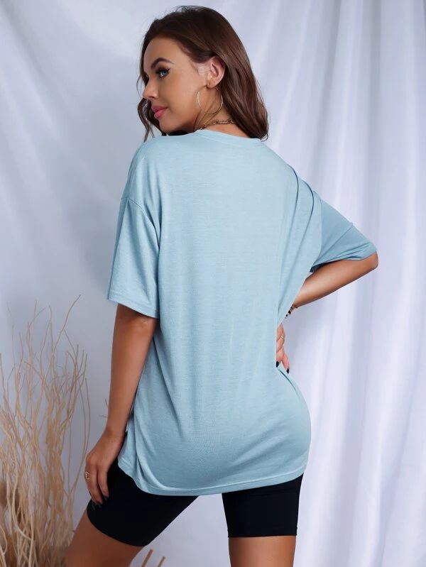 Letter Graphic Drop Shoulder Oversized Tee - leoleo123123