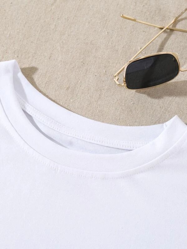 Heart Print Crew Neck Tee - leoleo123123