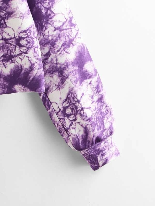 Drop Shoulder Tie Dye Pullover - leoleo123123