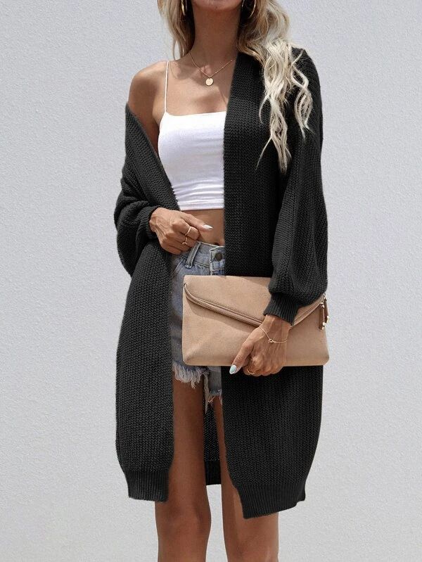 Open Front Rib-knit Cardigan - leoleo123123