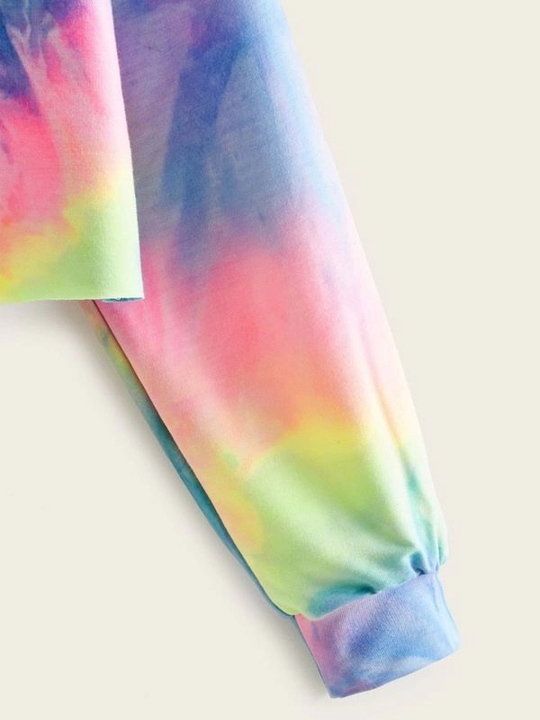 Tie Dye & Letter Print Hoodie - leoleo123123