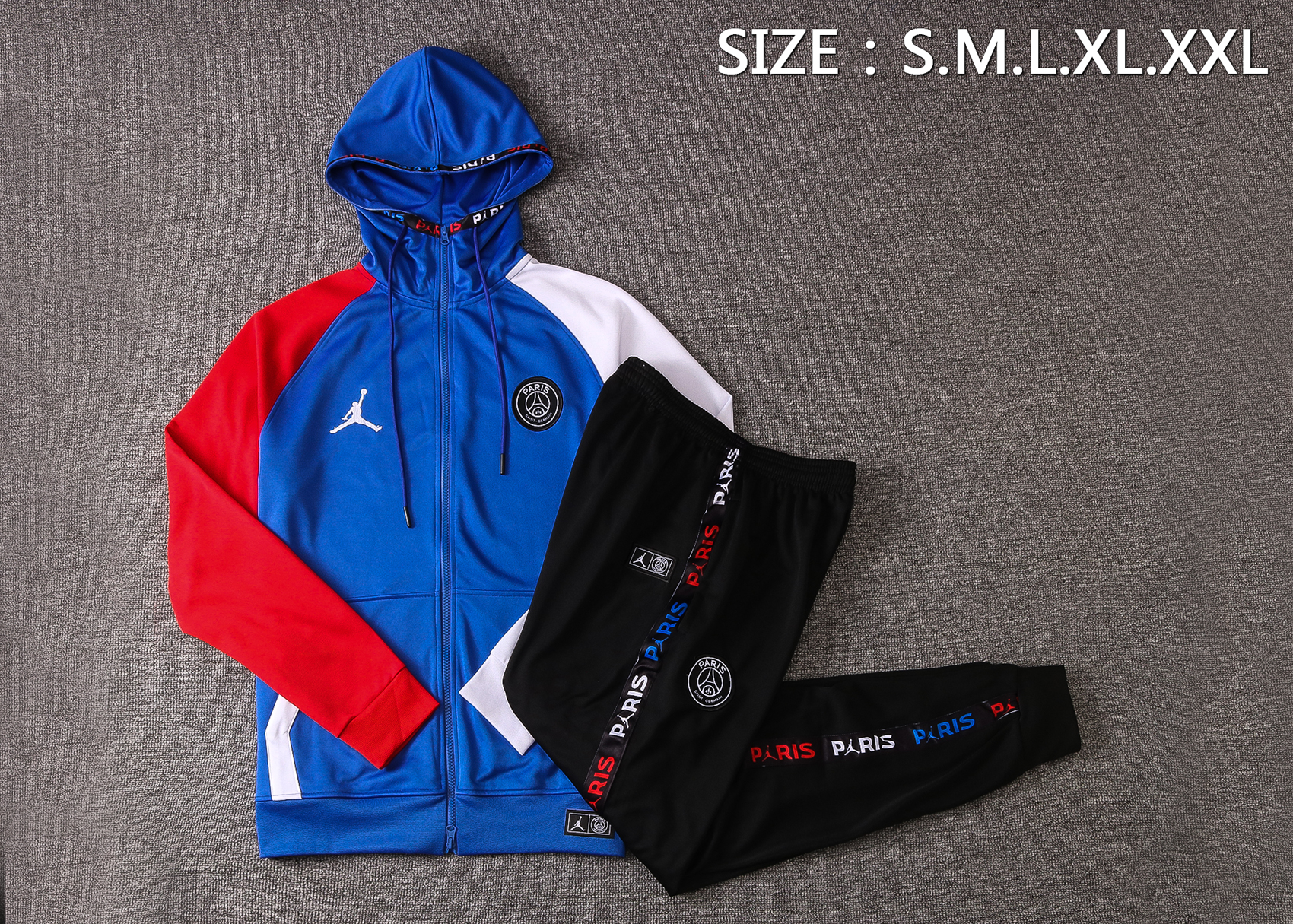 20-21 PSG Jordan Blue Jacket Tracksuit with Cap Thai Quality - leoleo123123