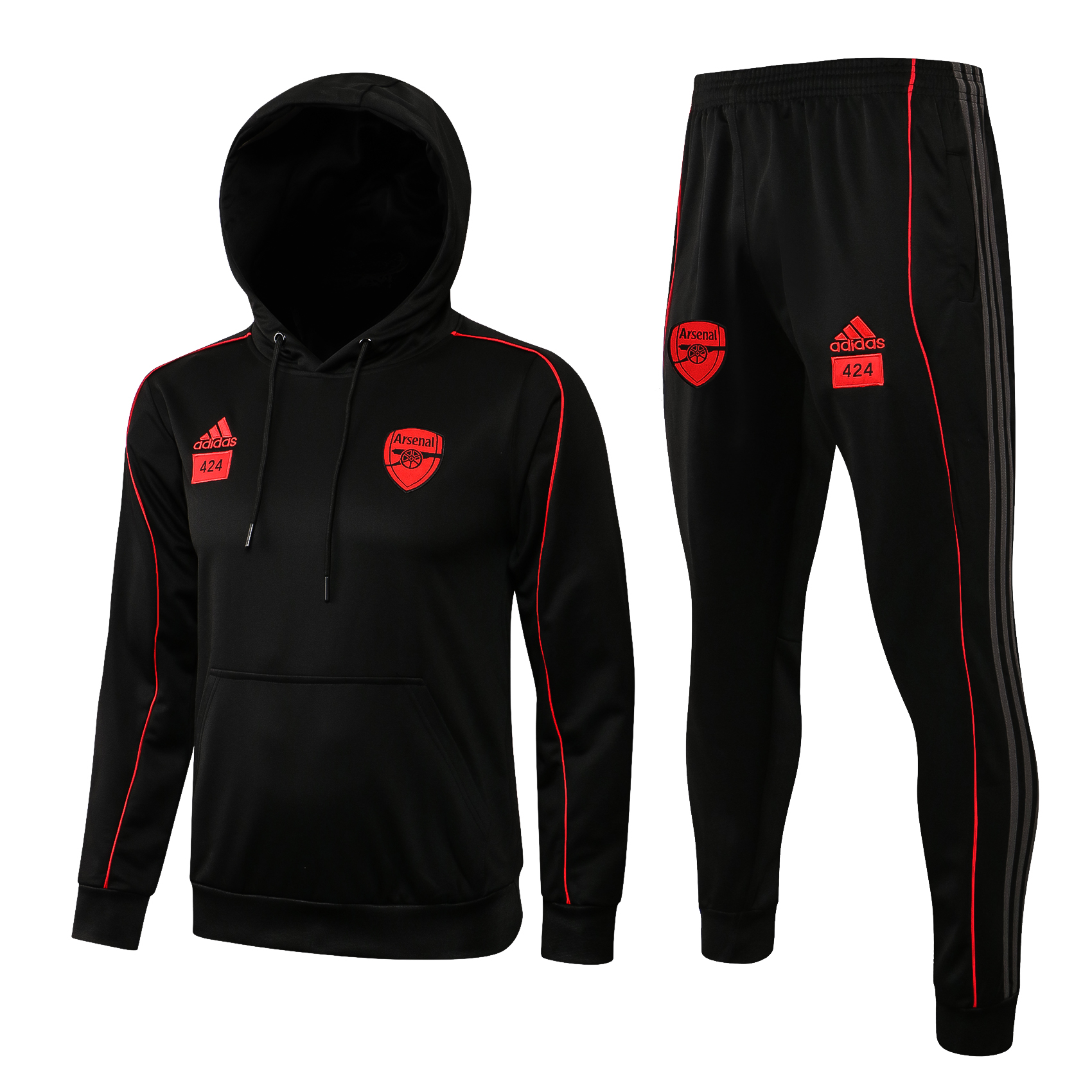 21-22 Arsenal Black Sweater Tracksuit with Cap Thai Quality - leoleo123123
