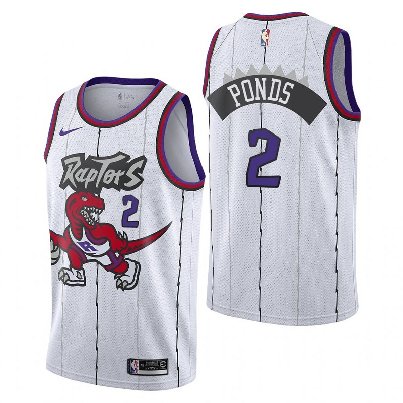 NBA Men Toronto Raptors Classical White #2 PONDS Jersey with Drangon High Quality Name and Number Print - leoleo123123