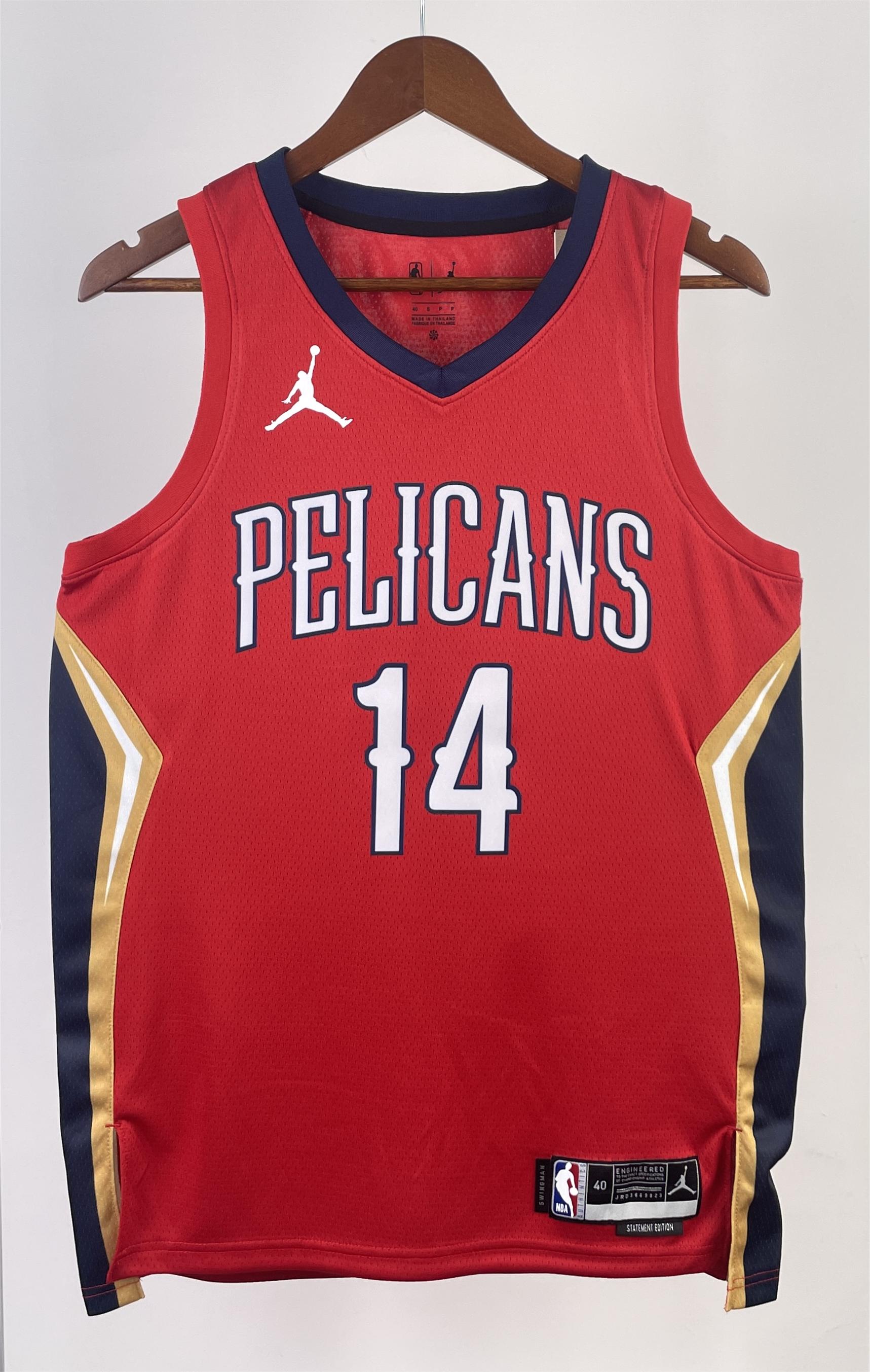 NBA Men 2022/23 New Orleans Pelicans Red with Jordan Logo #14 INGRAM Jersey High Quality Name and Number Print - leoleo123123