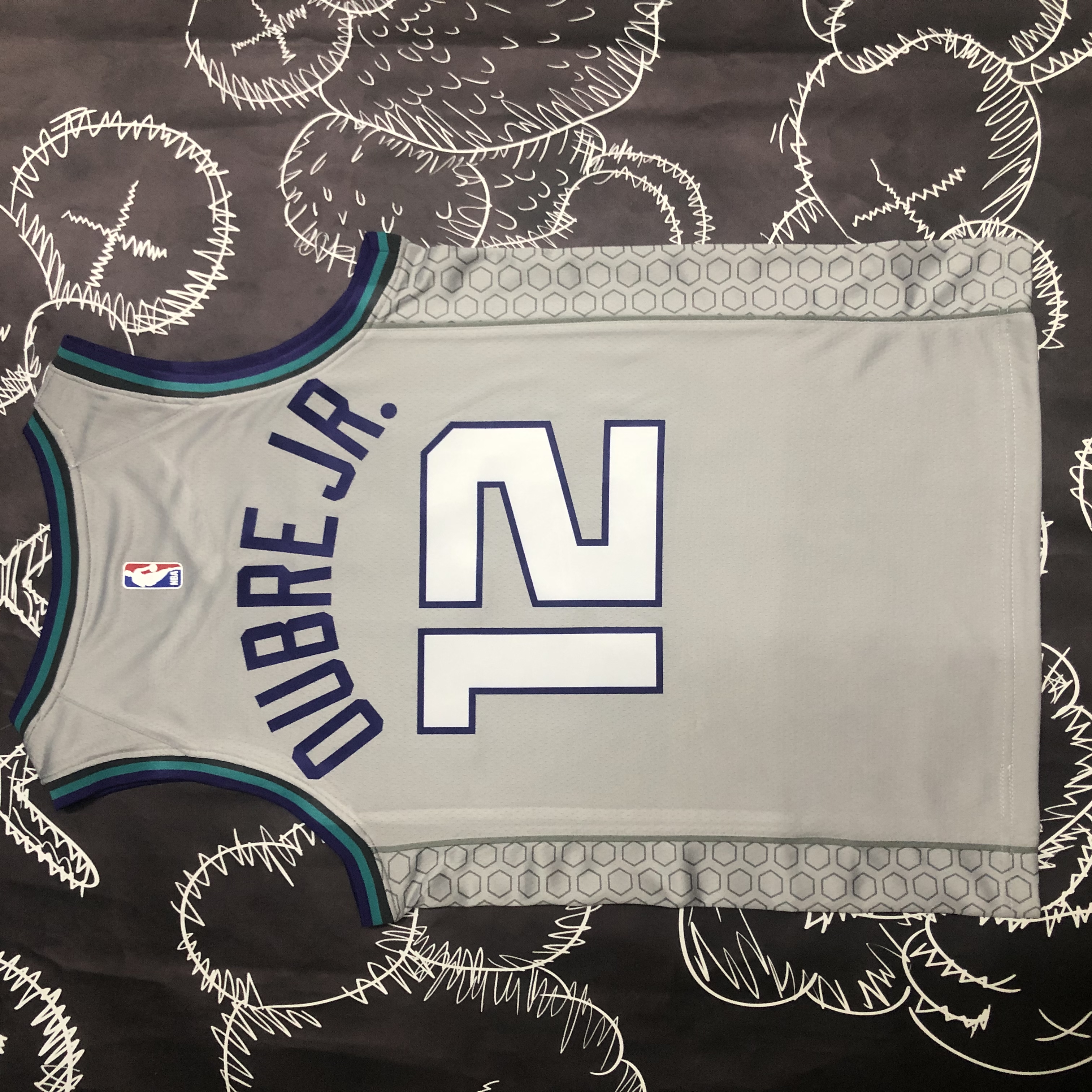NBA Men Season 2019 Charlotte Hornets Grey #12 DUBRE JR. Jersey High Quality Name and Number Print - leoleo123123