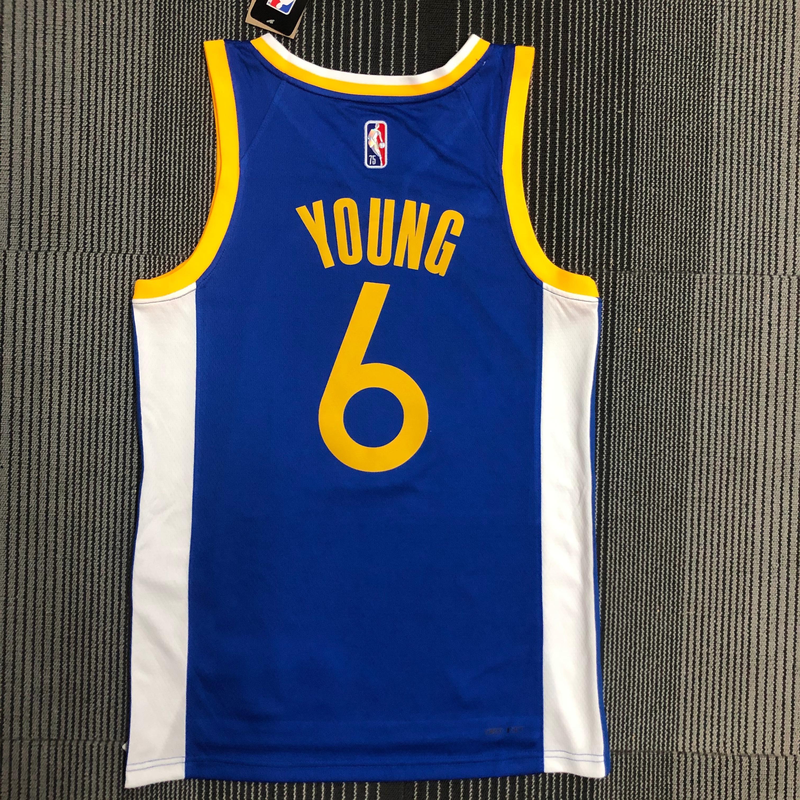 NBA Men 75th Anniversary Golden State Warriors Blue V-neck #6 YOUNG Jersey High Quality Name and Number Print - leoleo123123