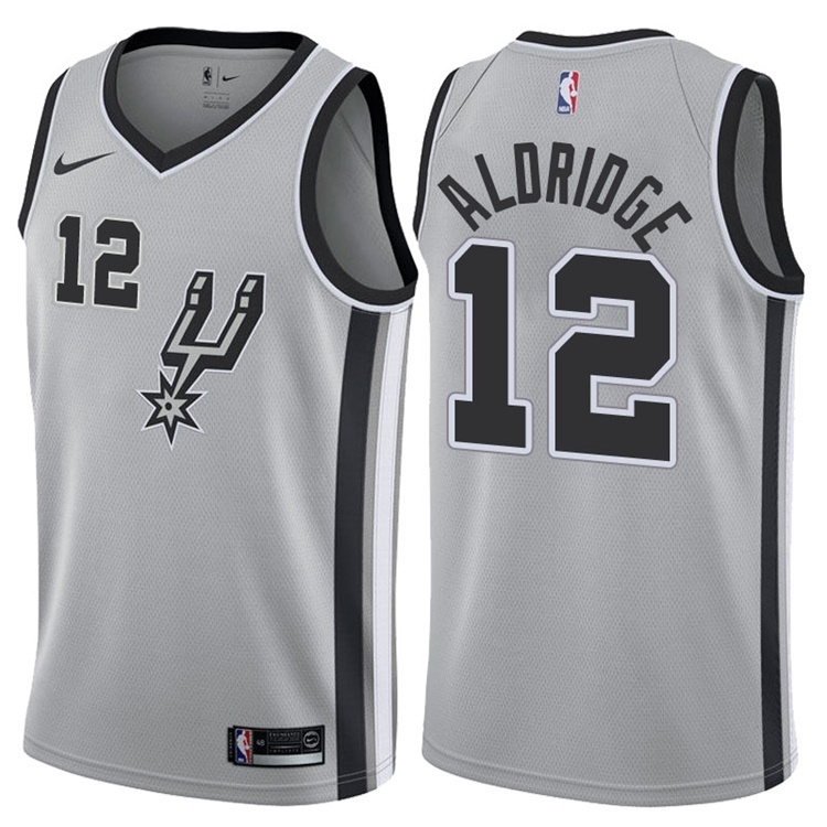 NBA Men San Antonio Spurs Grey #12 ALDRIDGE Jersey High Quality Name and Number Print - leoleo123123