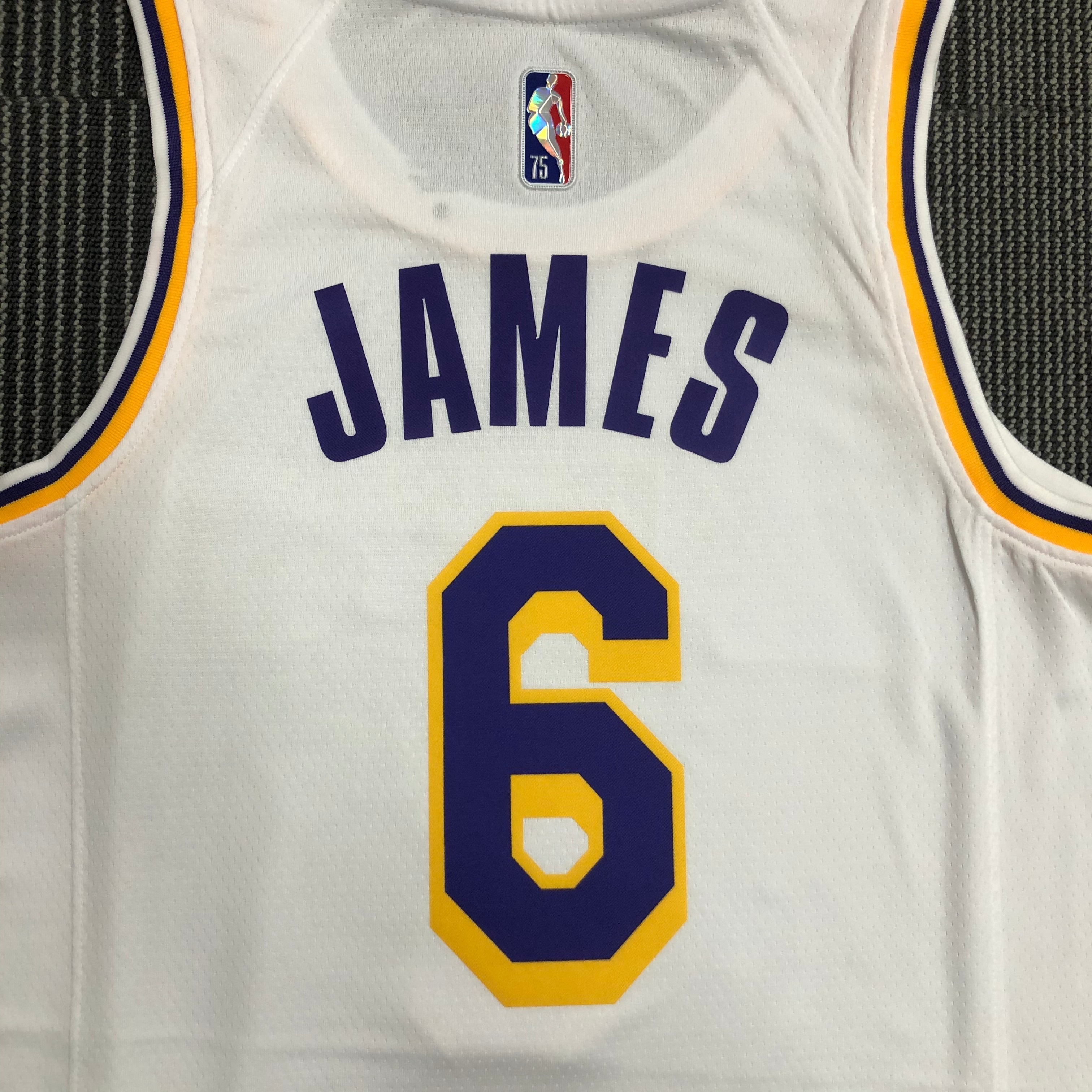 NBA 75th Anniversary Los Angeles Lakers White Round Neck #6 JAMES Jersey High Quality Name and Number Print - leoleo123123