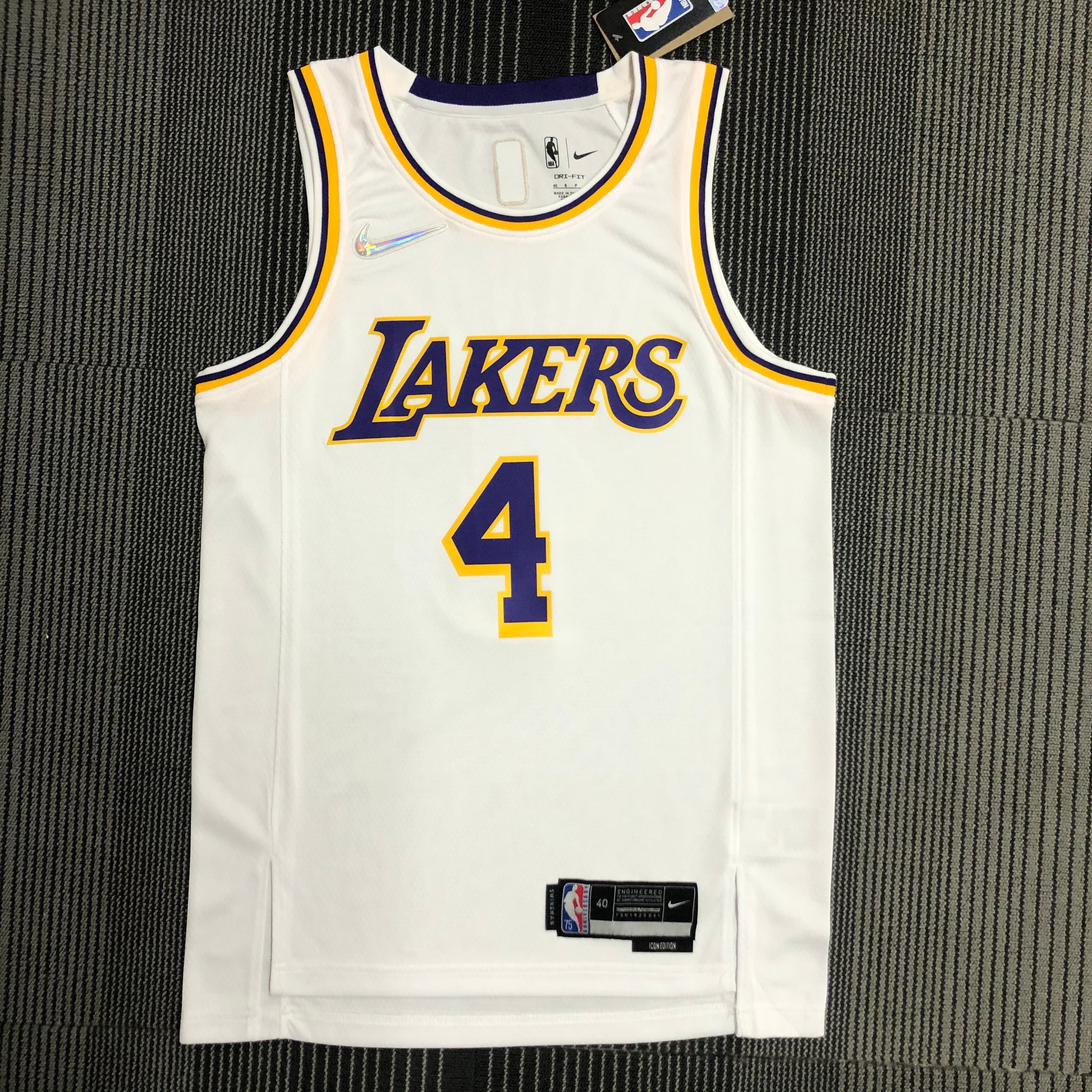 NBA 75th Anniversary Los Angeles Lakers White Round Neck #4 RONDO Jersey High Quality Name and Number Print - leoleo123123
