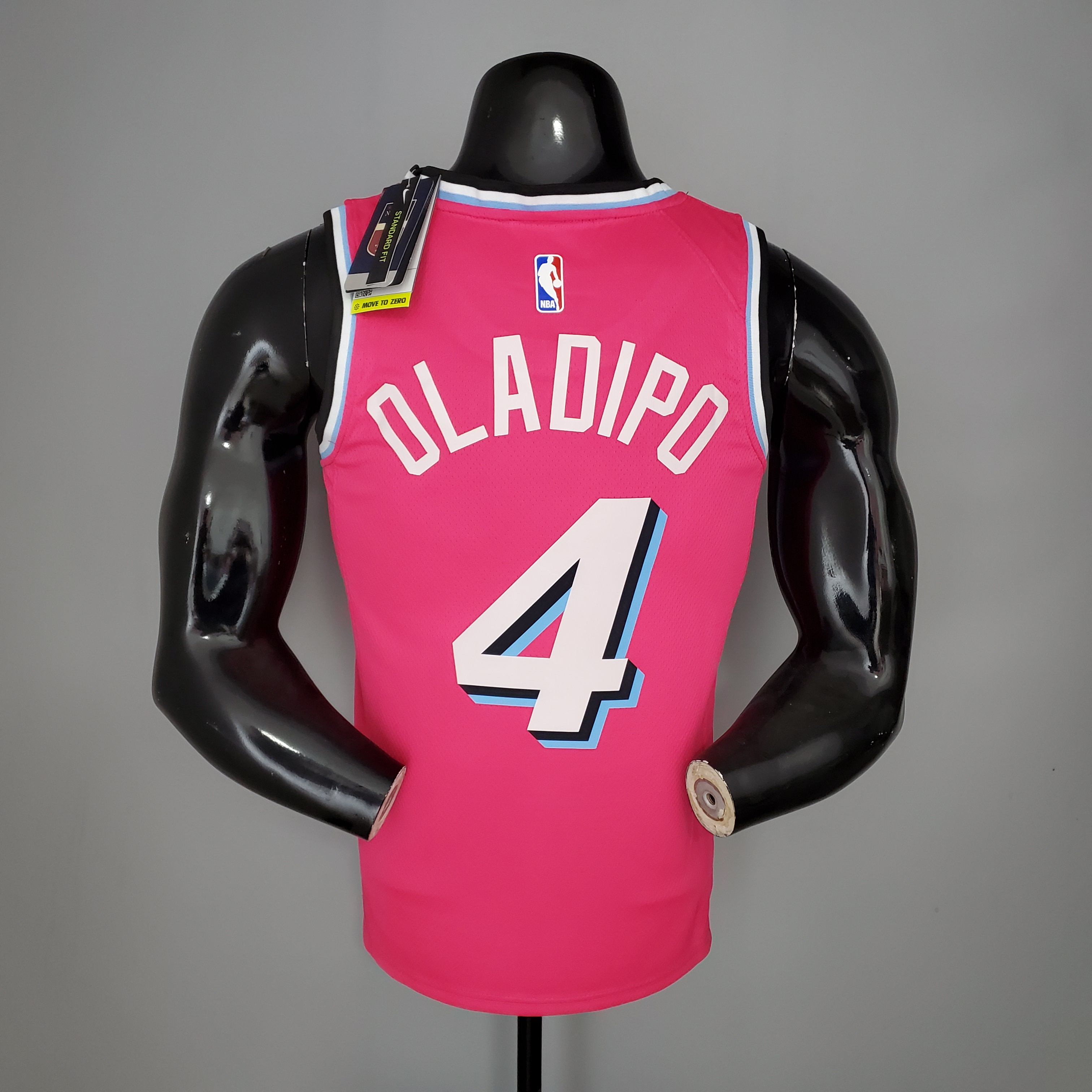 NBA Men Miami Heat Pink City #4 OLADIPO Jersey High Quality Name and Number Print - leoleo123123