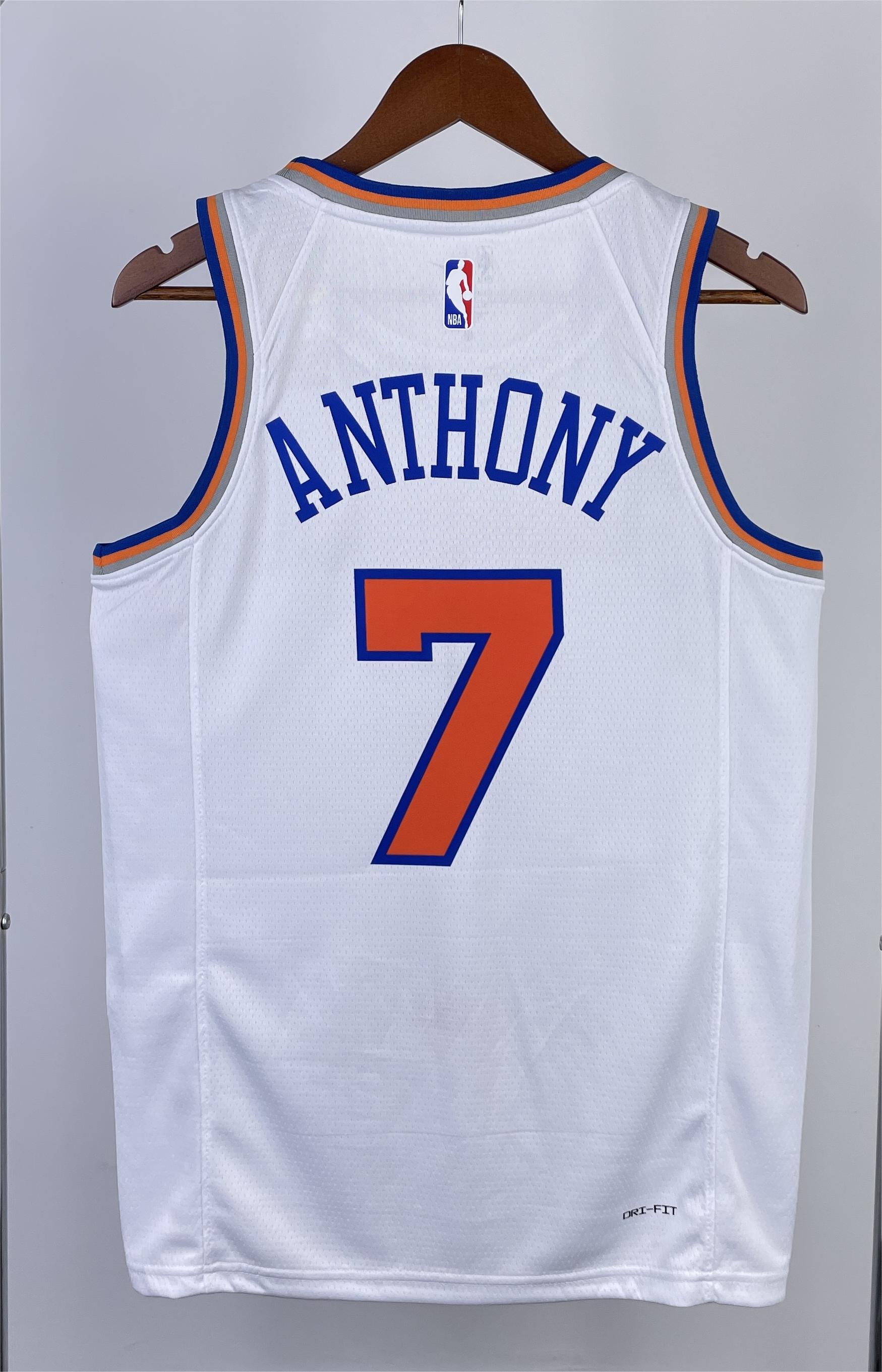 NBA Men 2023 New York Knicks White #7 ANTHONY Jersey High Quality Name and Number Print - leoleo123123