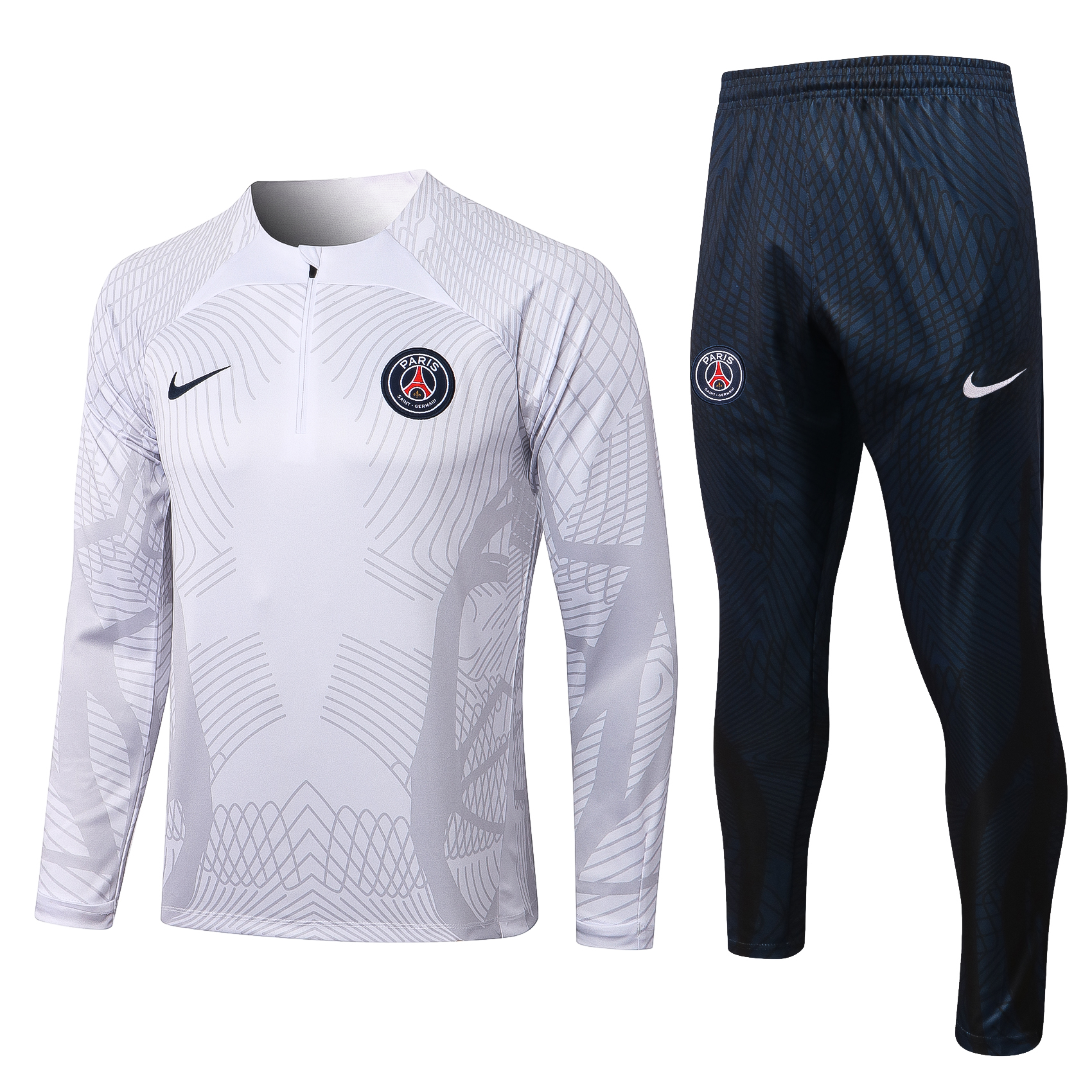 22/23 PSG White Sweater Tracksuit with Ink-jet Printing Thai Quality - leoleo123123