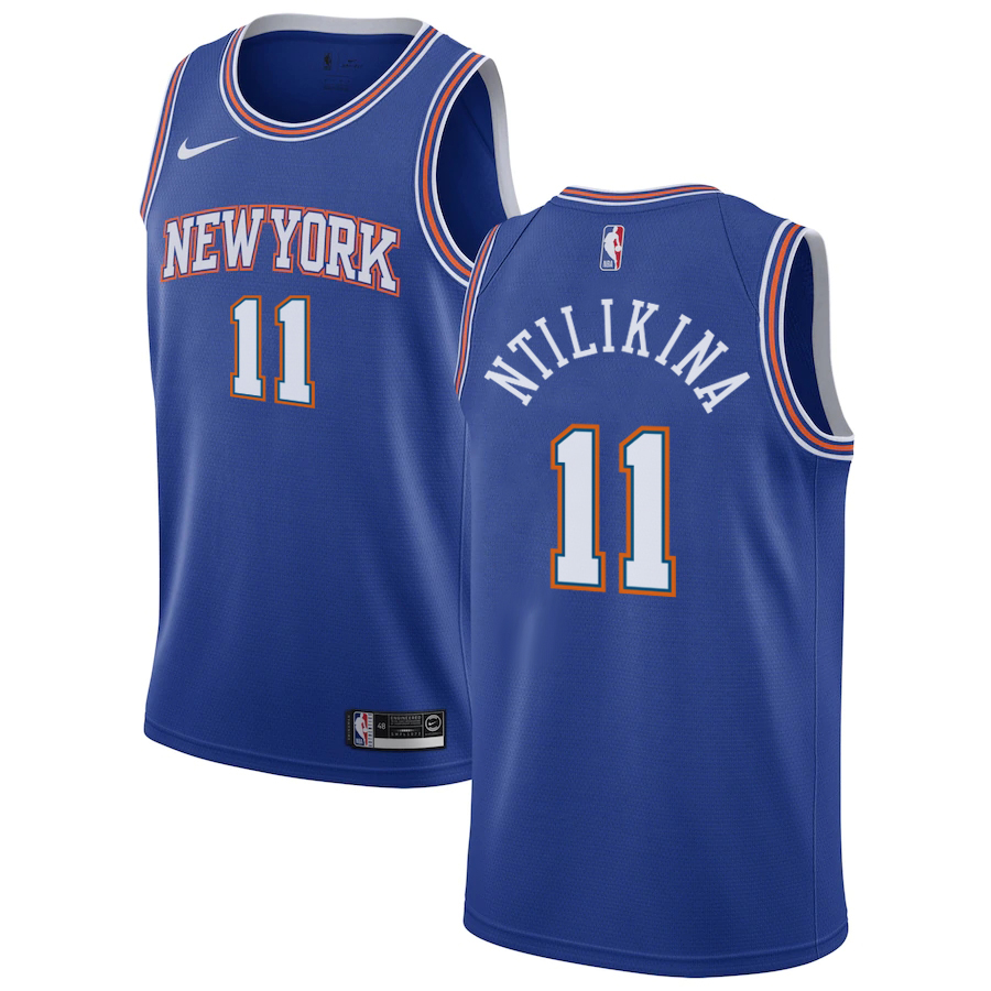 NBA Men New York Knicks Blue #11 NTILIKINA Jersey High Quality Name and Number Print - leoleo123123