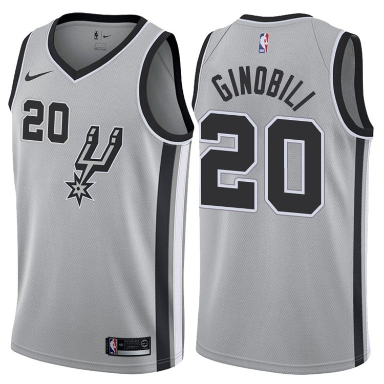NBA Men San Antonio Spurs Grey #20 GINOBILI Jersey High Quality Name and Number Print - leoleo123123