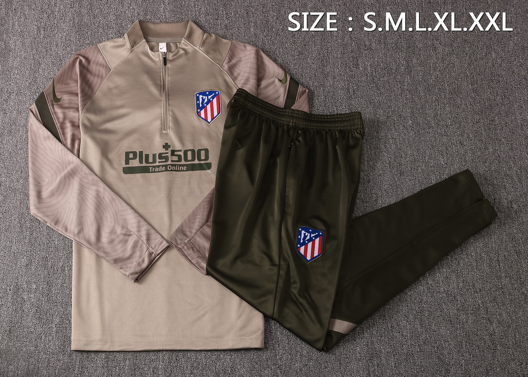 21-22 At Madrid Grey with Zipper Sweater Tracksuit Thai Quality - leoleo123123